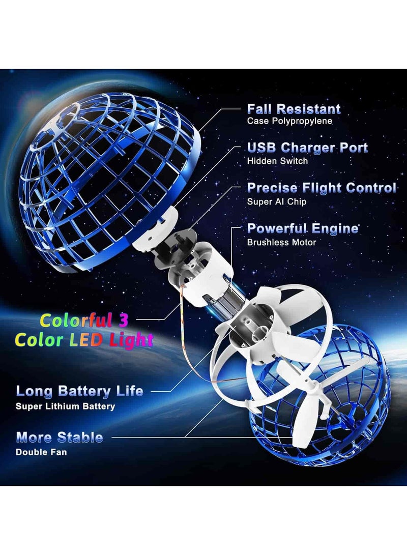 أديلي كرة طائرة مضيئة، لعبة درون صغيرة بومرانج مع أضواء LED، كرة مجرّة دوارة هدية رائعة للأولاد والبنات 6+ سنوات - Image 3